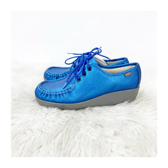 SAS Bounce Bluebird Metallic Wedge Sneaker 7M Women Comfort Lace‑Up - Picture 7 of 15